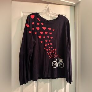 Heart and Bicycle Navy Talbots sweater 2X